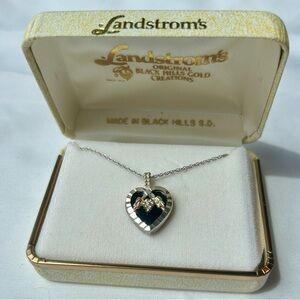 Black Hills Gold Silver Onyx Heart Necklace